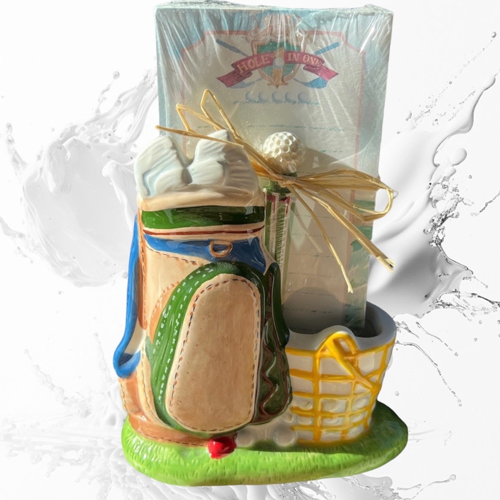 New Golf Gift Note Pad & Holder, Ceramic Note Pad/Pen holder for office/home